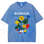 Unisex Bauhaus Plants Printed Washed Tee
