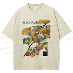 Unisex Bauhaus Ginkgo Leaf Printed Washed Tee