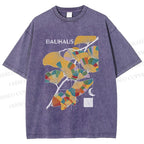 Unisex Bauhaus Ginkgo Leaf Printed Washed Tee