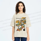 Unisex Bauhaus Ginkgo Leaf Printed Washed Tee