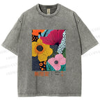 Unisex Yayoi Kusama Flower Printed Washed Tee