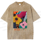 Unisex Yayoi Kusama Flower Printed Washed Tee