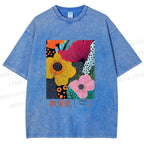 Unisex Yayoi Kusama Flower Printed Washed Tee