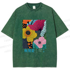 Unisex Yayoi Kusama Flower Printed Washed Tee