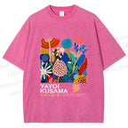Unisex Yayoi Kusama Plants Printed Washed Tee