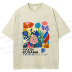 Unisex Yayoi Kusama Plants Printed Washed Tee