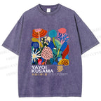 Unisex Yayoi Kusama Plants Printed Washed Tee