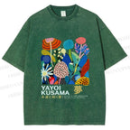 Unisex Yayoi Kusama Plants Printed Washed Tee