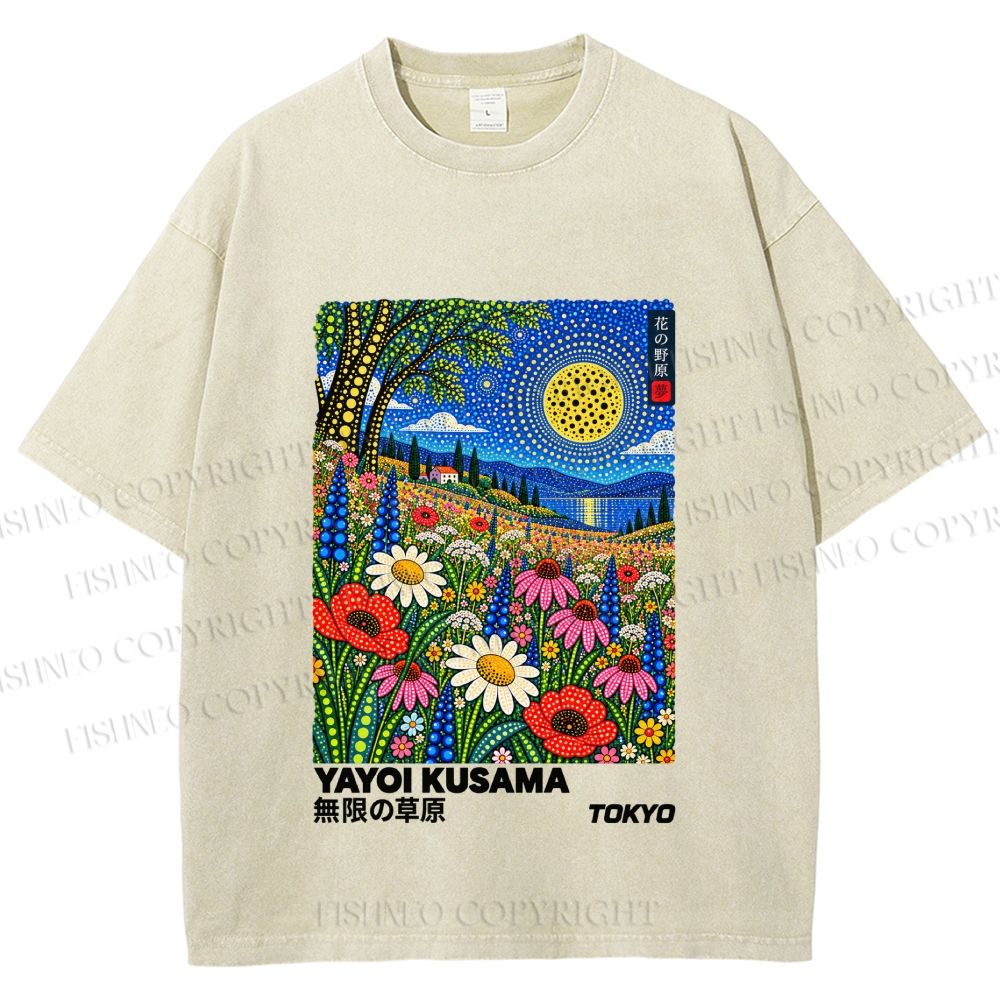 Unisex Yayoi Kusama Meadow Printed Washed Tee