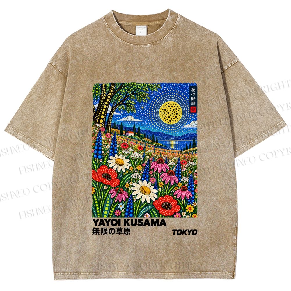 Unisex Yayoi Kusama Meadow Printed Washed Tee