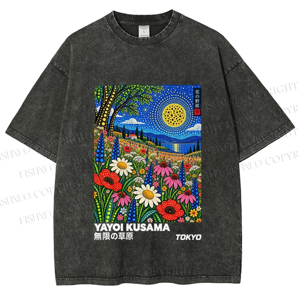 Unisex Yayoi Kusama Meadow Printed Washed Tee