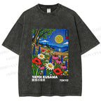 Unisex Yayoi Kusama Meadow Printed Washed Tee