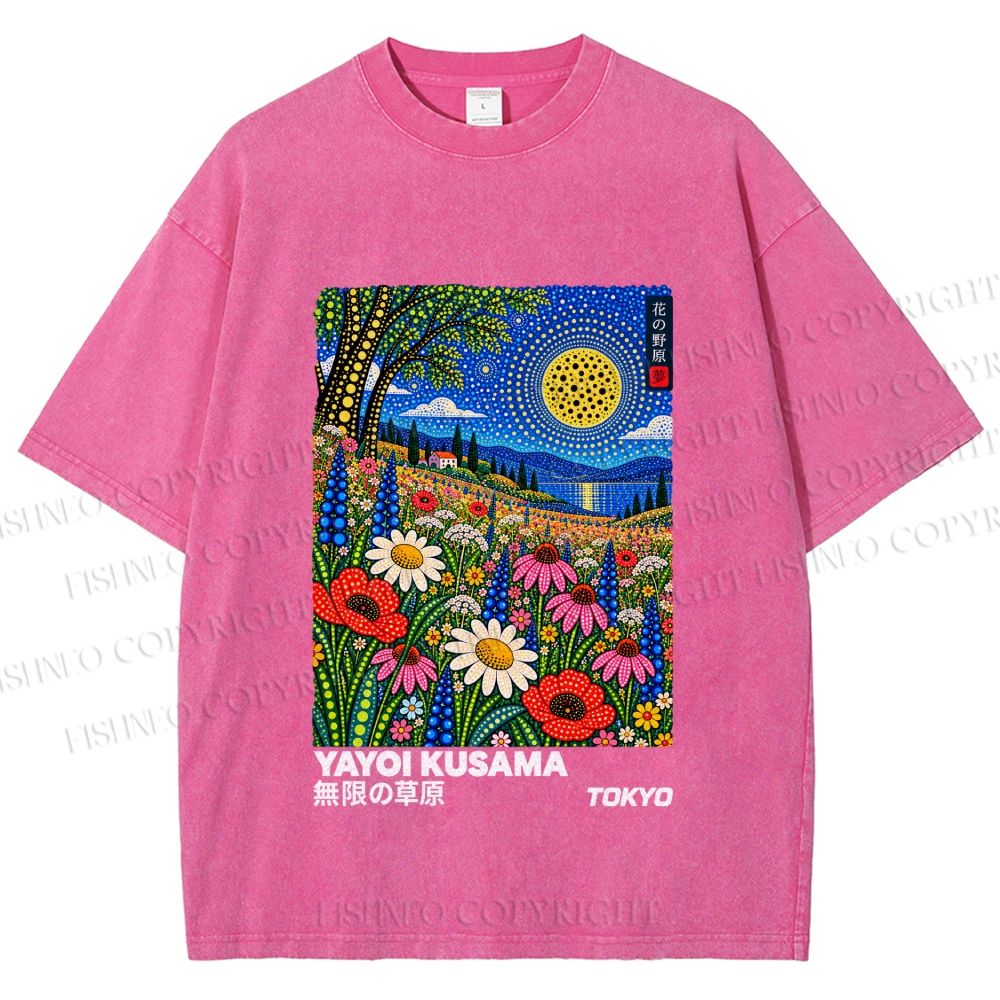 Unisex Yayoi Kusama Meadow Printed Washed Tee