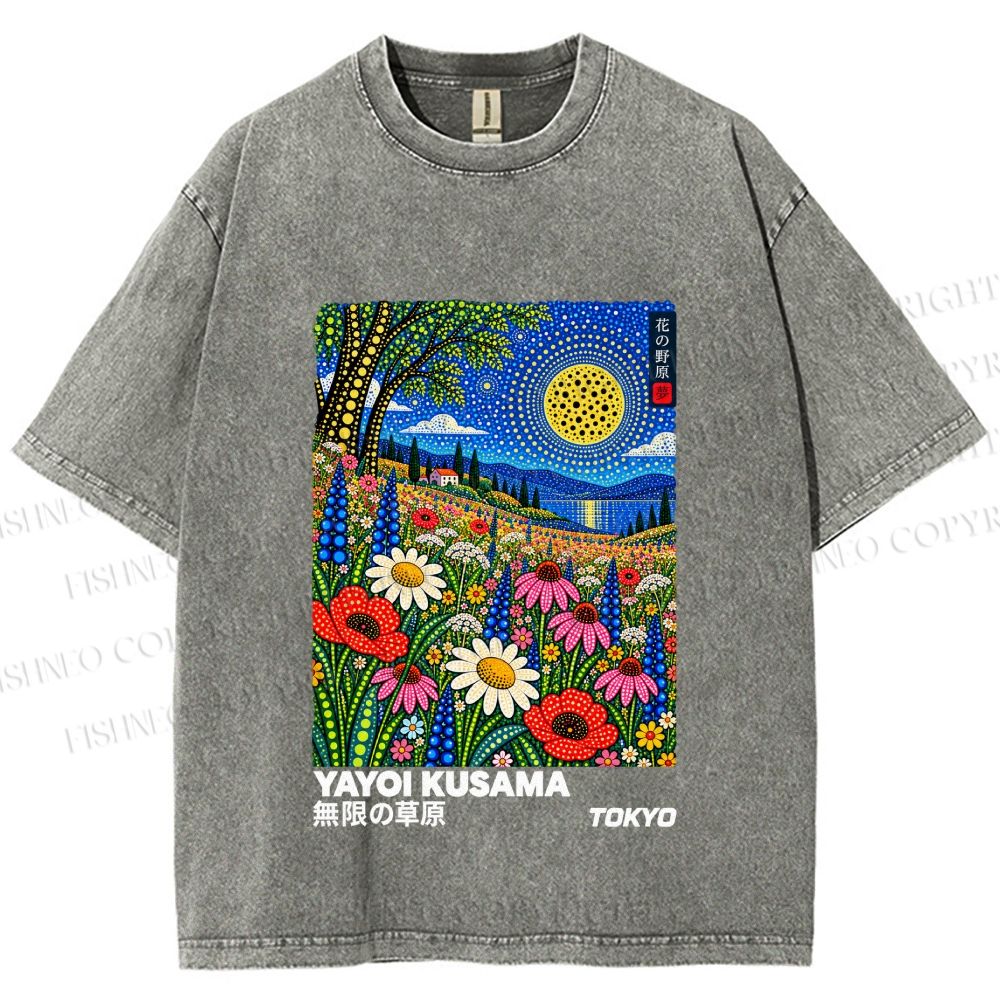 Unisex Yayoi Kusama Meadow Printed Washed Tee