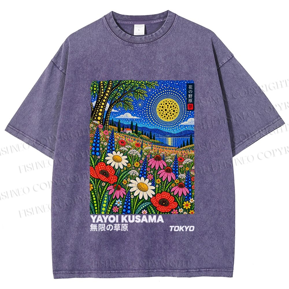 Unisex Yayoi Kusama Meadow Printed Washed Tee