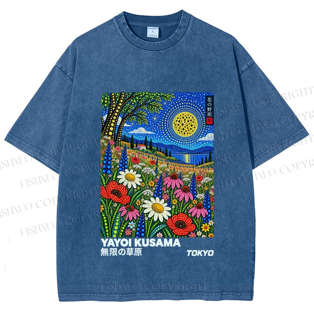 Unisex Yayoi Kusama Meadow Printed Washed Tee