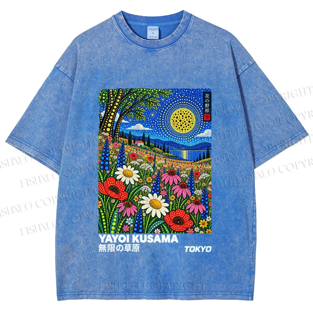 Unisex Yayoi Kusama Meadow Printed Washed Tee