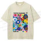 Unisex Yayoi Kusama Flower Printed Washed Tee