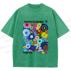 Unisex Yayoi Kusama Flower Printed Washed Tee