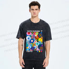 Unisex Yayoi Kusama Flower Printed Washed Tee