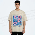 Unisex Yayoi Kusama Flower Printed Washed Tee
