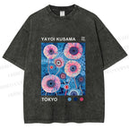 Unisex Yayoi Kusama Flower Printed Washed Tee