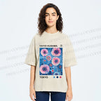 Unisex Yayoi Kusama Flower Printed Washed Tee