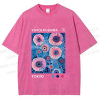 Unisex Yayoi Kusama Flower Printed Washed Tee