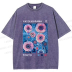 Unisex Yayoi Kusama Flower Printed Washed Tee