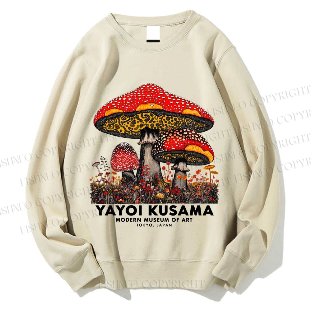 Unisex Yayoi Kusama Mushroom Printed Sweatshirt