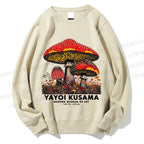 Unisex Yayoi Kusama Mushroom Printed Sweatshirt
