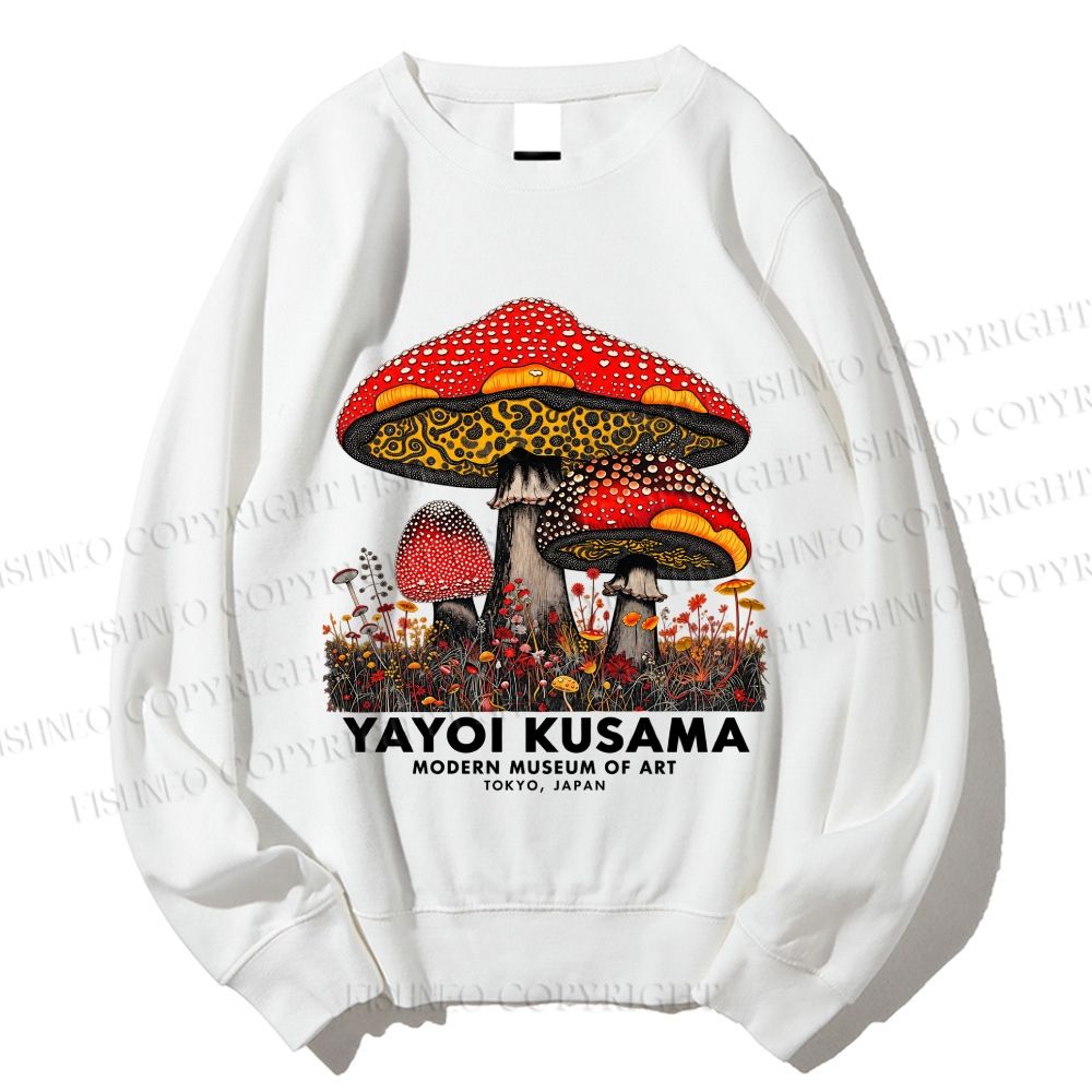 Unisex Yayoi Kusama Mushroom Printed Sweatshirt