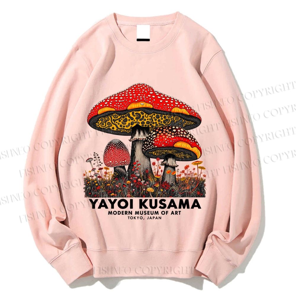 Unisex Yayoi Kusama Mushroom Printed Sweatshirt