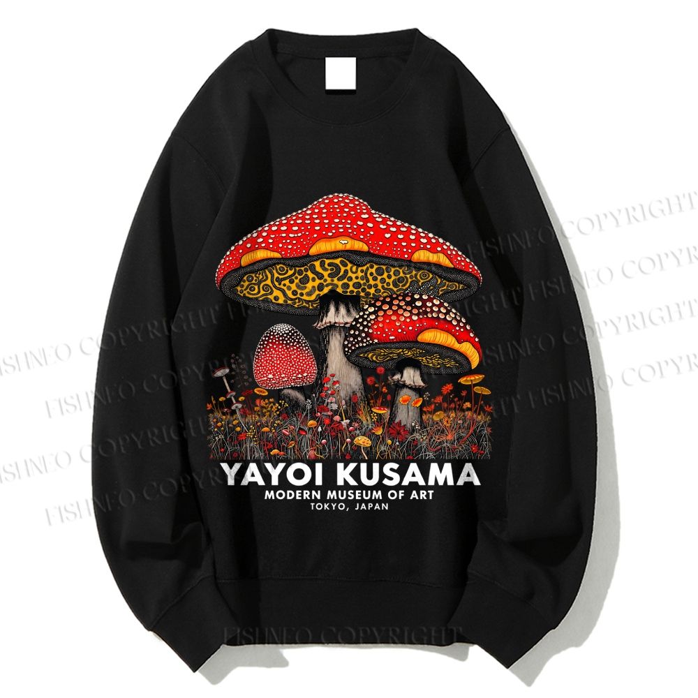 Unisex Yayoi Kusama Mushroom Printed Sweatshirt