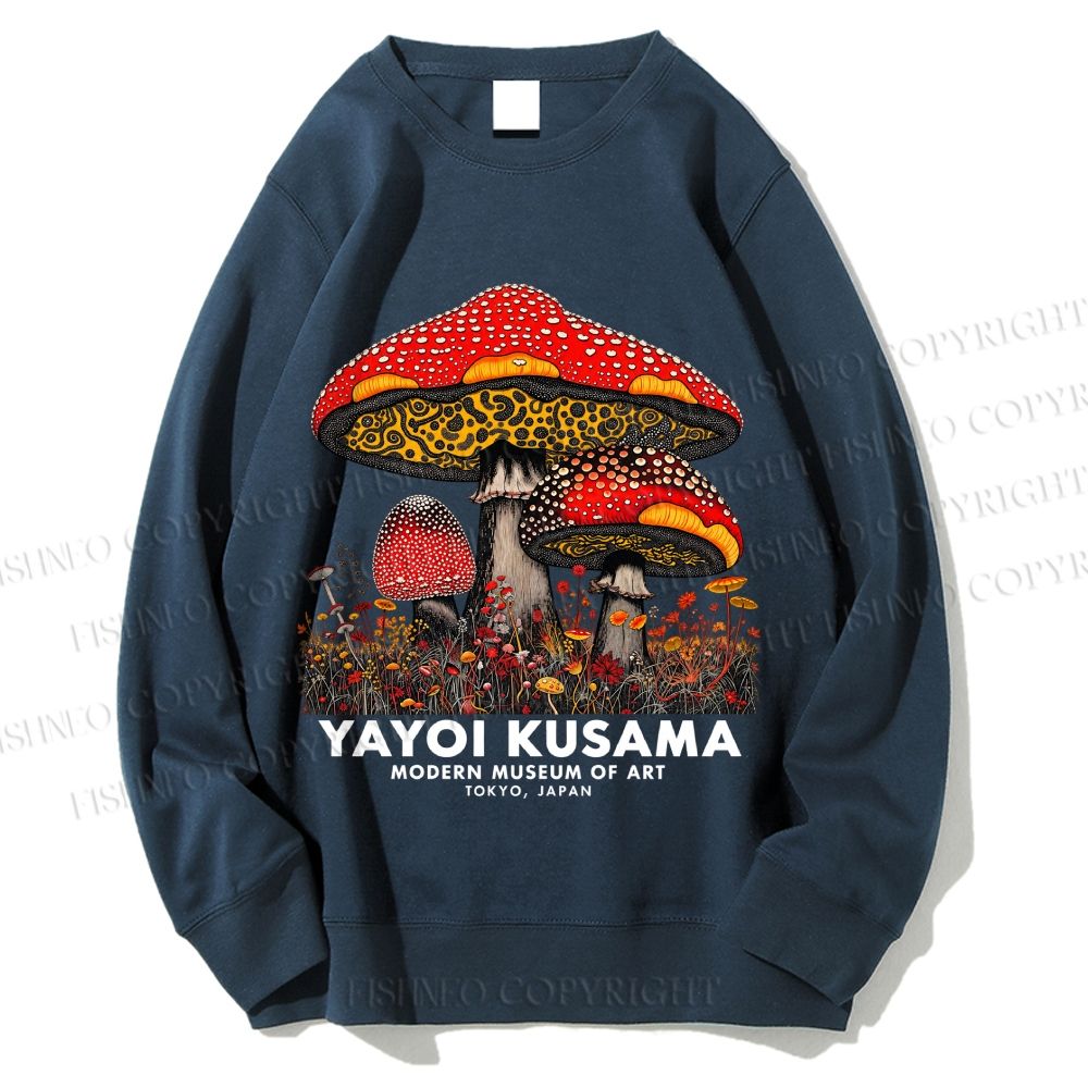 Unisex Yayoi Kusama Mushroom Printed Sweatshirt