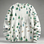 Deers in Christmas Snowy Wood Raglan Sweater