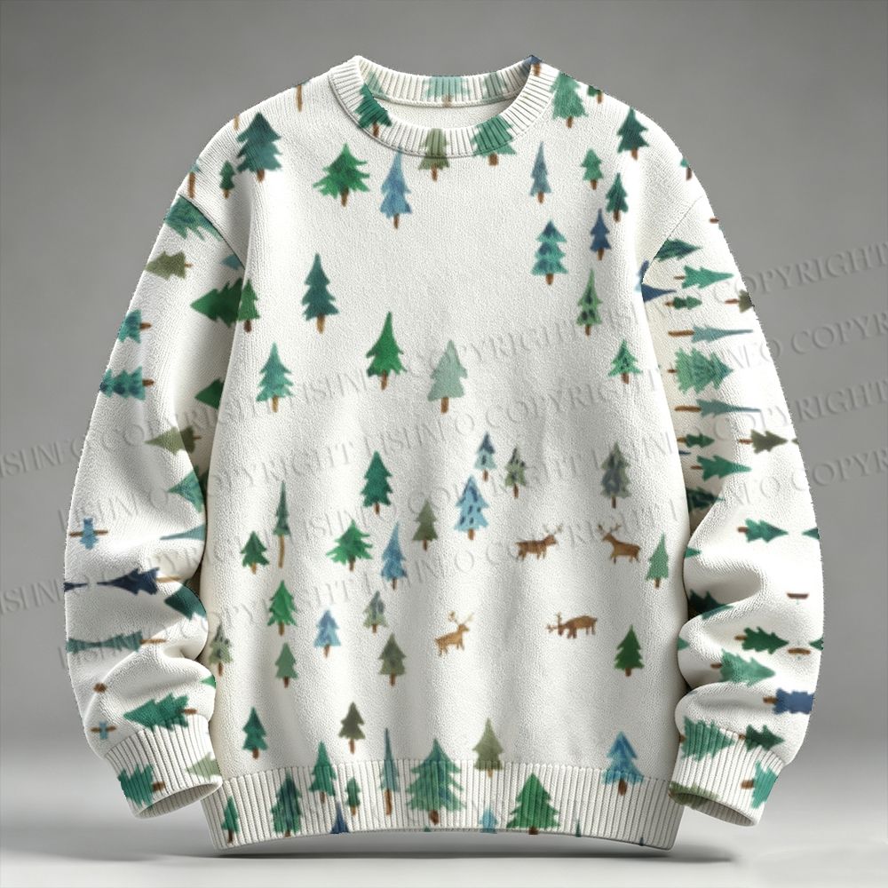 Deers in Christmas Snowy Wood Raglan Sweater