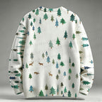 Deers in Christmas Snowy Wood Raglan Sweater