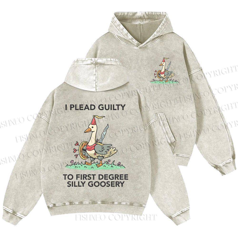 Unisex Silly Goose Plead Guilty Casual Printed Double-sided Washed Hoodie