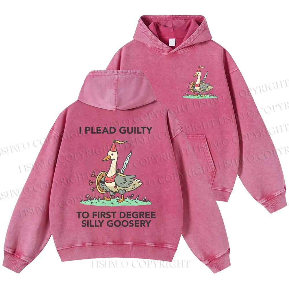 Unisex Silly Goose Plead Guilty Casual Printed Double-sided Washed Hoodie