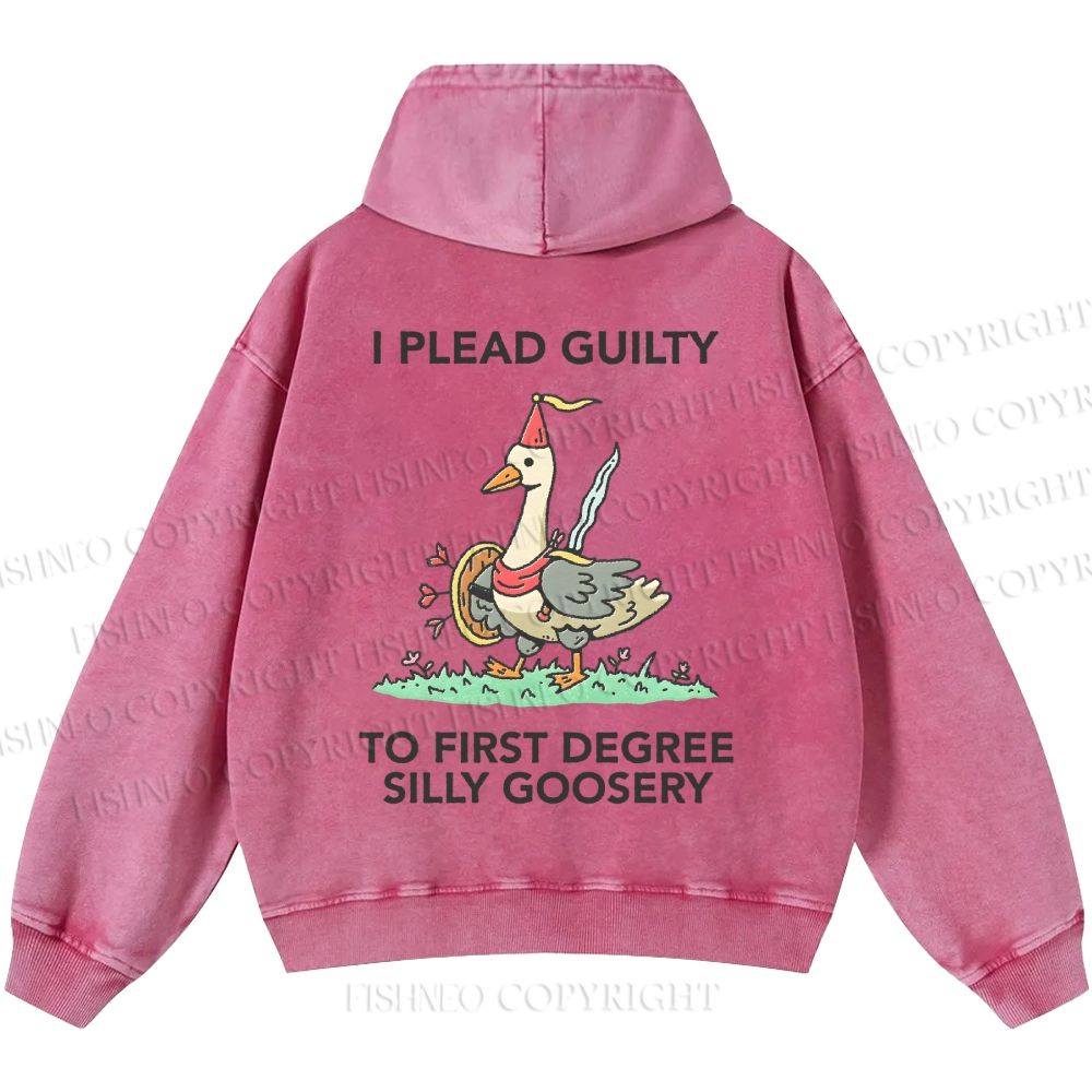 Unisex Silly Goose Plead Guilty Casual Printed Double-sided Washed Hoodie