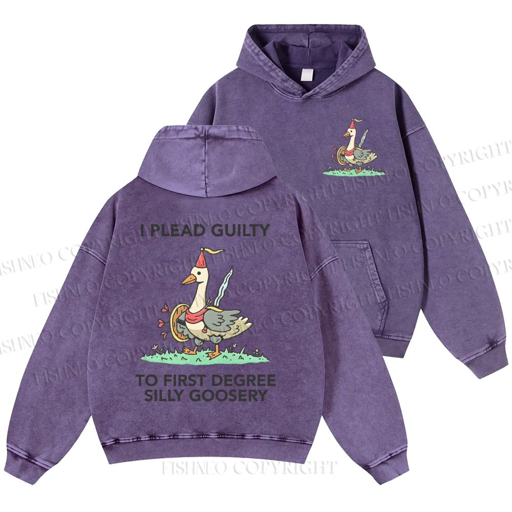 Unisex Silly Goose Plead Guilty Casual Printed Double-sided Washed Hoodie
