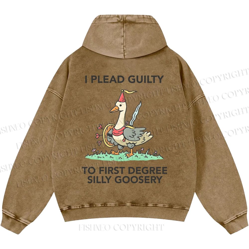 Unisex Silly Goose Plead Guilty Casual Printed Double-sided Washed Hoodie