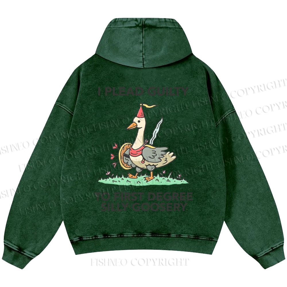 Unisex Silly Goose Plead Guilty Casual Printed Double-sided Washed Hoodie