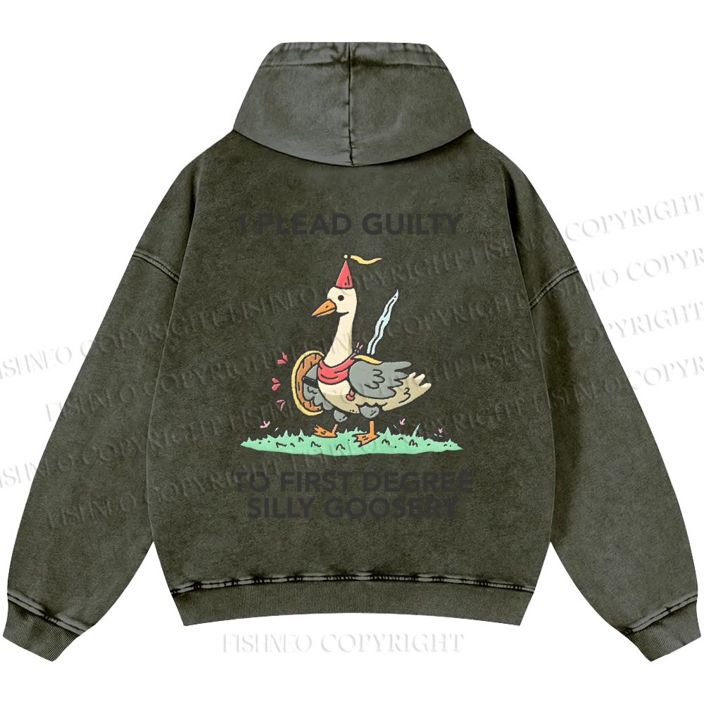 Unisex Silly Goose Plead Guilty Casual Printed Double-sided Washed Hoodie