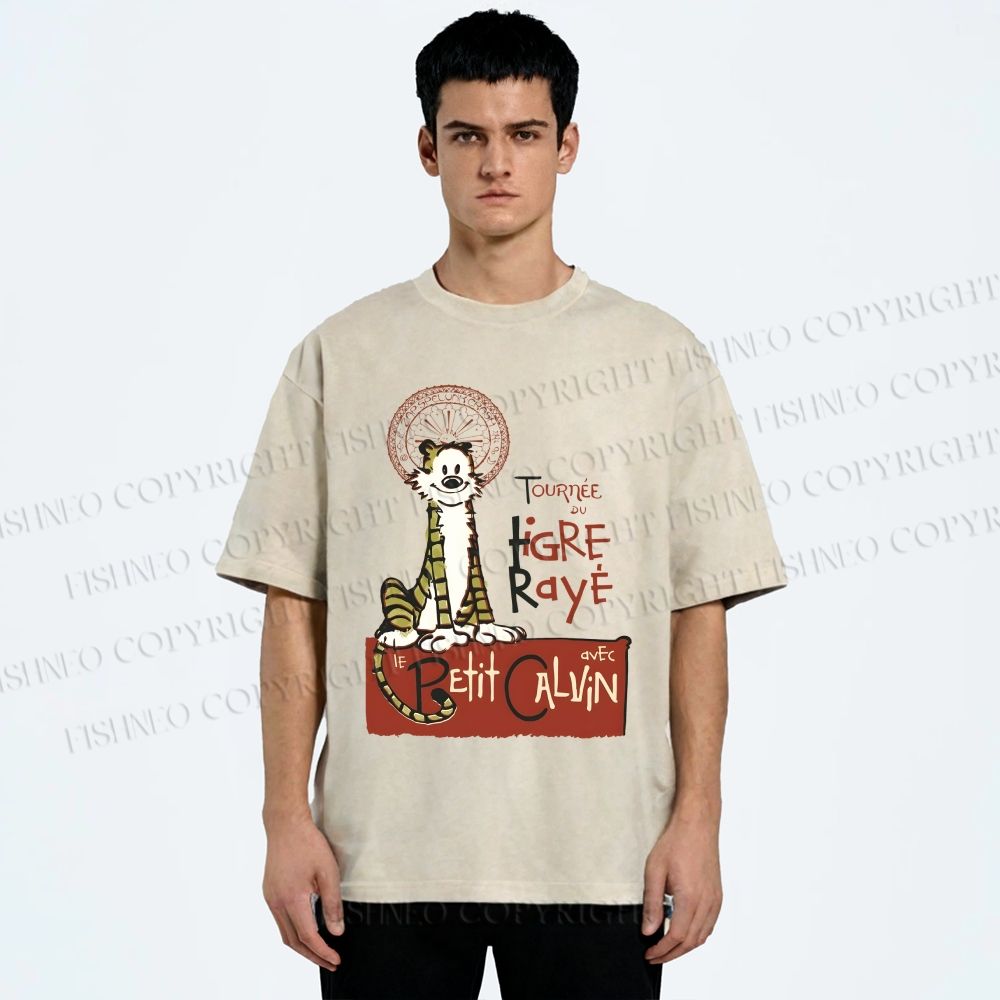 Unisex Calvin and Hobbes Printed Washed Tee
