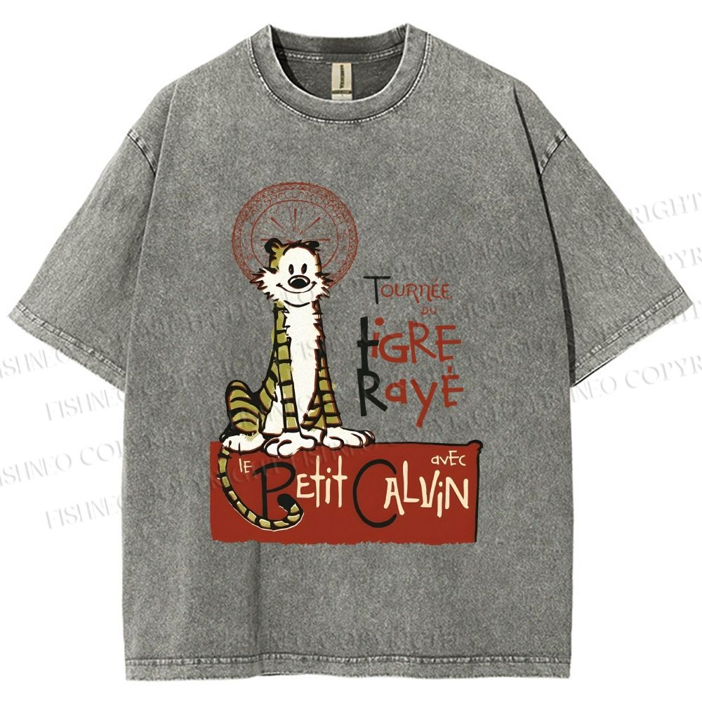 Unisex Calvin and Hobbes Printed Washed Tee