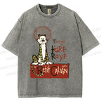 Unisex Calvin and Hobbes Printed Washed Tee