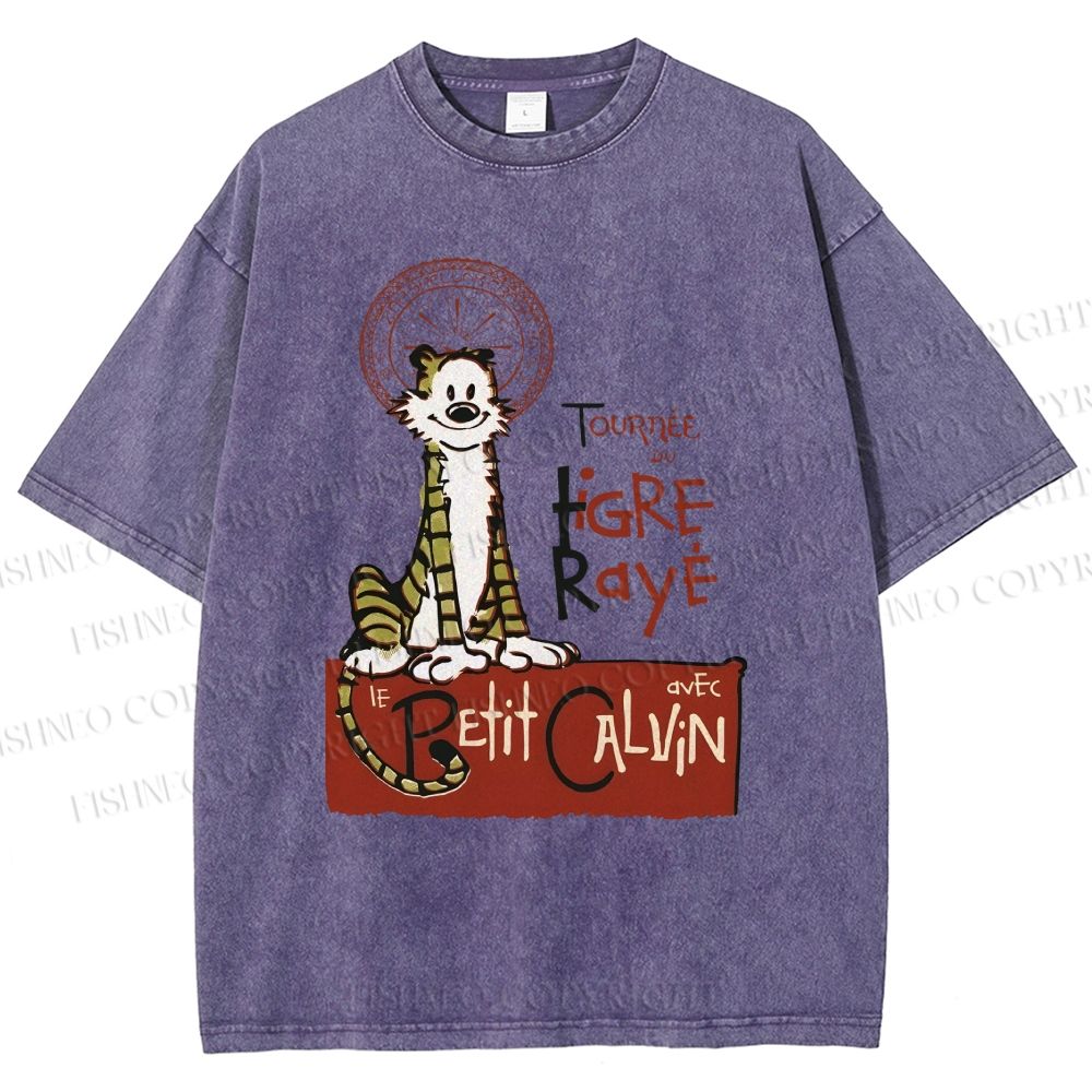 Unisex Calvin and Hobbes Printed Washed Tee