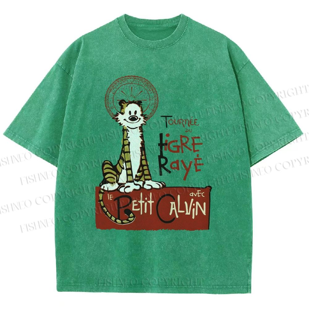 Unisex Calvin and Hobbes Printed Washed Tee